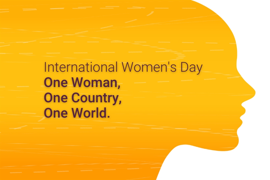 [ai] An illustration celebrating International Womenâ€™s Day, featuring a silhouette of a woman's profile against an orange background. Text reads: 'International Women's Day. One Woman, One Country, One World.'.